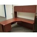 Mahogany L Suite Single Ped Desk with Overhead Storage